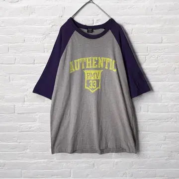 구제 의류 래글런 T셔츠 반팔 빅 사이즈 4L y2k 그레이 보라색