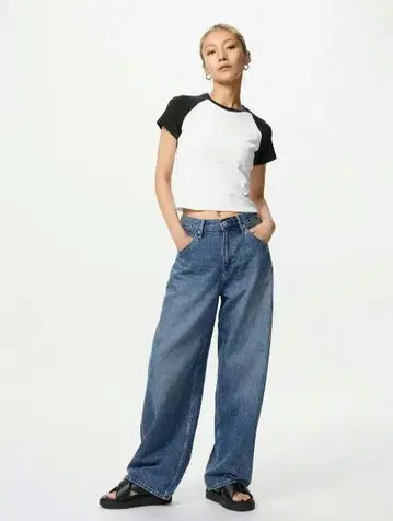 UNIQLO 배기 커브 청바지 28 BLUE