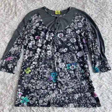 폴스미스 일본제 7부 소매 꽃무늬 티셔츠 그레이 M