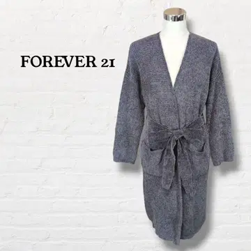 FOREVER 21 롱 니트 가디건 리본 포함 [ M ] 그레이
