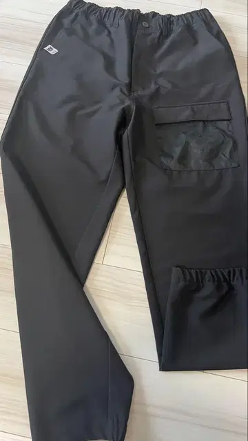 블랙 와이드 팬츠 허리밴딩
