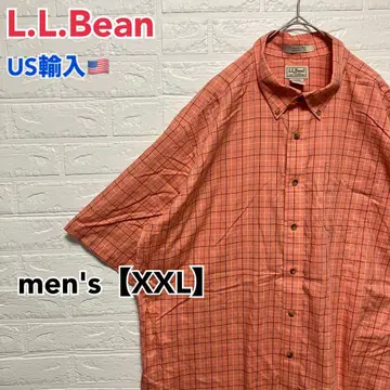 B413 [US 수입] 엘엘빈 반팔 BD 셔츠 오렌지 계열 [XXL]