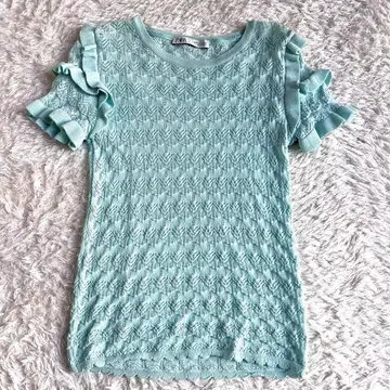 ZARA 자라 레이스 썸머 니트 라이트 그린 M