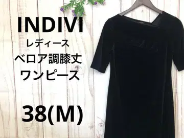 인디비 여성용 반팔 벨로아 느낌 무릎 기장 원피스 S