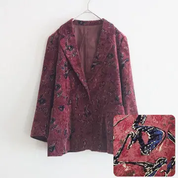 a 빈티지 자켓 보르도 벨로아 느낌 아트 패턴 레트로 겉옷 쇼와