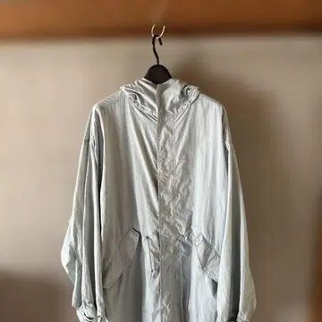 whimsic 라이트 블루 후드 부착 봄 코트