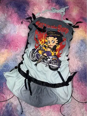 Betty Boop 바이크 디자인 미니 원피스 리메이크 구제 의류 y2k