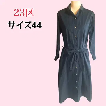 23구 셔츠 원피스 빅 사이즈 44 네이비 리본 포함