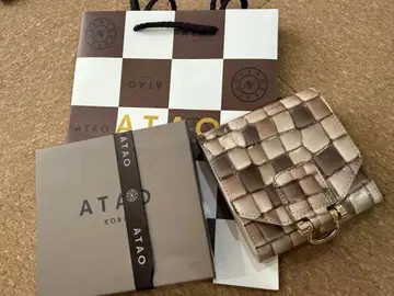 ATAO 체크 무늬 접이식 지갑 베이지 계열