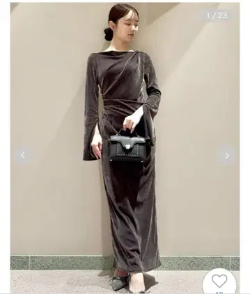 SNIDEL 스나이델 플로키 벨로아 드레이프 드레스