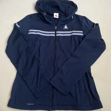 Lecoqsportif 네이비 후드 부착 자켓 스트라이프