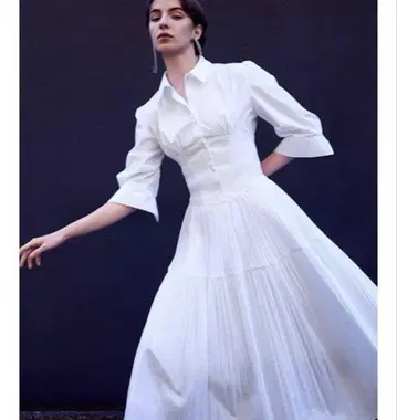 FRAY I.D 랜덤 플리츠 셔츠 원피스 S