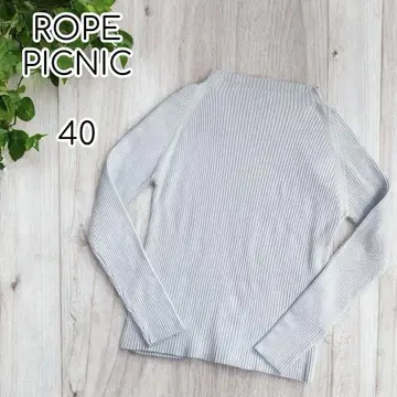 ROPE PICNIC 하이넥 리브 니트 코튼 혼방 긴팔 워셔블 40