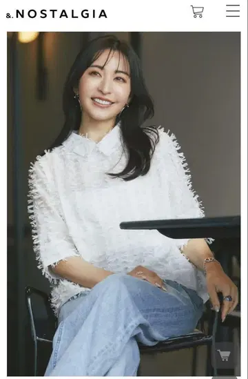 새상품 택 포함 노스탤지어 프린지 자카드 블라우스