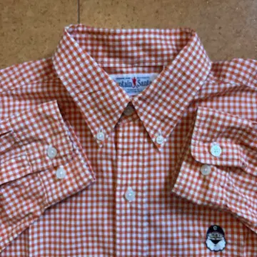 컨디션 최상 캡틴 산타 자수 깅엄 체크 버튼 다운 긴팔 셔츠 일본제