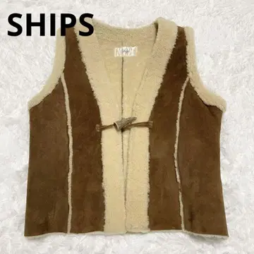 무스탕 베스트 보아 SHIPS 양가죽 두툼한 보아 베스트 토글 버튼