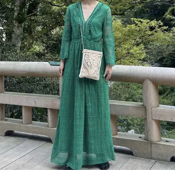 그린 레이스 롱 원피스 vintage