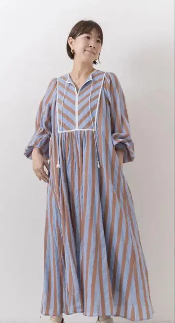 누키테파 M 스트라이프 롱 원피스 새상품