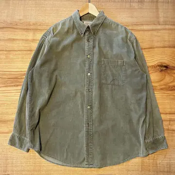 St. John's Bay 90s 코듀로이 셔츠 올리브 그린 L