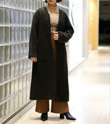 Ray BEAMS RBS 샤기 퍼 롱 코트