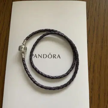 PANDORA 판도라 2연 가죽 팔찌 보라색