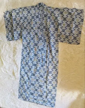 블루 계열 기하학 패턴 유카타 단품