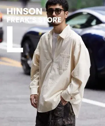 HINSON 하프 지퍼 오버 사이즈 셔츠