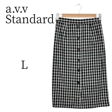a.v.v Standard 깅엄 체크 패턴 무릎 기장 타이트 스커트 L