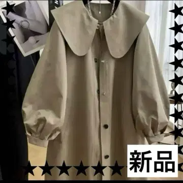 트렌치 코트 여성용 트렌치 새상품급 베이지 큰 옷깃 벌룬 슬리브