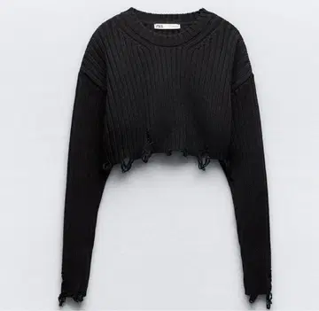 ZARA 데미지 크롭 니트 스웨터 M