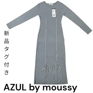 택 포함 새상품 [ AZUL by moussy ] 레이스업 니트 원피스