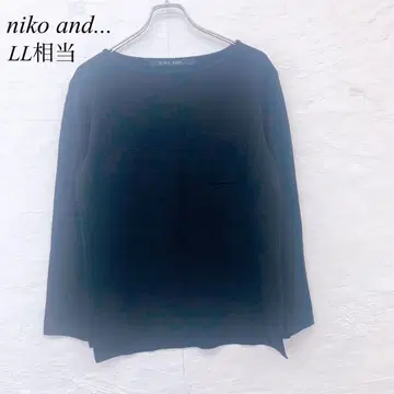 e5346 니코앤드 남성용 LL 상당 블랙 티셔츠 긴팔 스트레치 있음