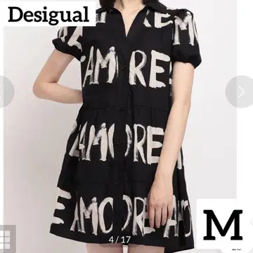 새상품급 Desigual 데시구알 셔츠 원피스 M 블랙 반팔