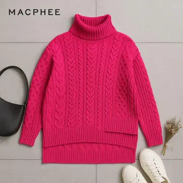 MACPHEE 니트 스웨터 여성용 핑크 S