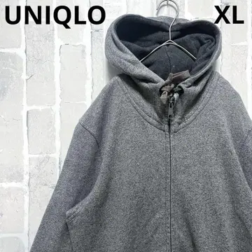 UNIQLO 더블 지퍼 후드티 맨투맨 Y2K XL 무지 크롭 그레이