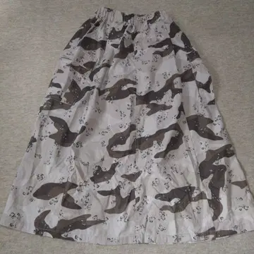 카모 패턴 플레어 롱 스커트