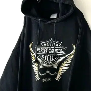 할리데이비슨 스컬 후드티 블랙 블랙 구제 의류