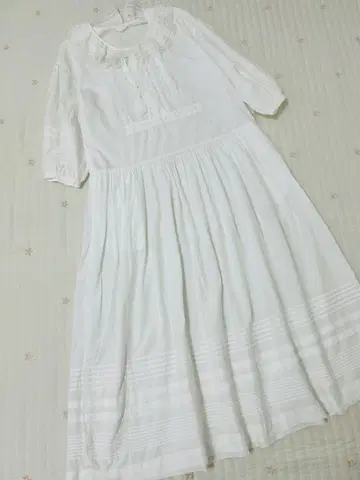 핑크하우스 빈티지 면 로운 원피스 프랑스 레이스 타래끈