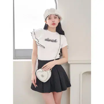 다리치 아지메 숄더 펄 T셔츠 화이트