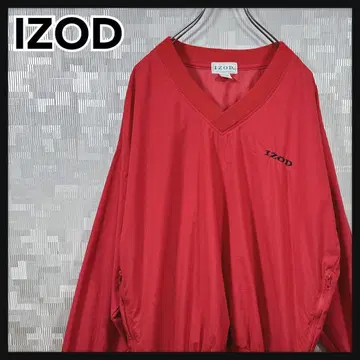 IZOD 나일론 자켓 풀오버 V넥 남성용 M 빨간색 레드