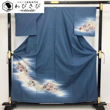 츠케사게 품격 있는 꽃무늬 무늬 염색 청대색 교육용 실 K-3541