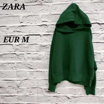 R3755//자라 [ EUR M ] 긴팔 후드티 풀오버 속기모 그린