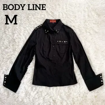 BODY LINE 셔츠 블라우스 스터드 블랙 M 레이스업 고스로리