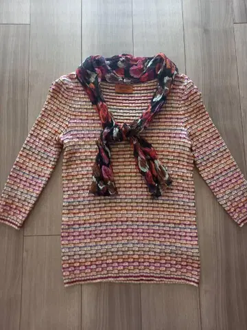 MISSONI 멀티 컬러 니트 스웨터 스카프 포함