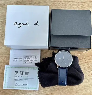 [인기] agnes b 쿼츠 아날로그 손목시계 네이비 컬러