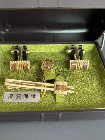 금도금 넥타이핀 커프스 단추 세트