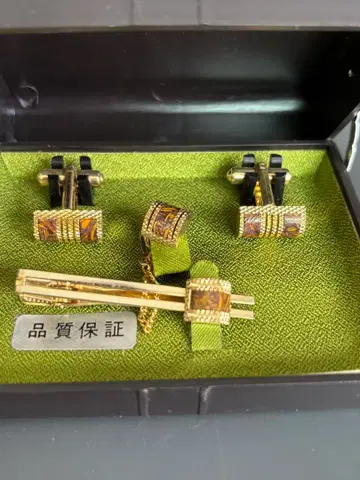 금도금 넥타이핀 커프스 단추 세트