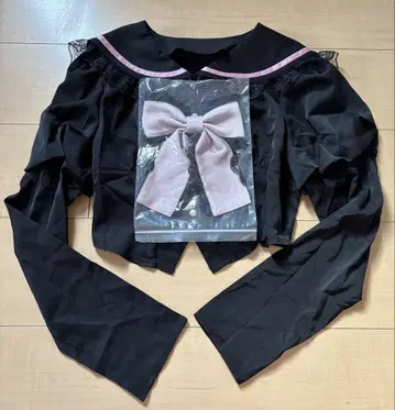 Ank Rouge 세일러 카라 블라우스 블랙 핑크 지뢰계