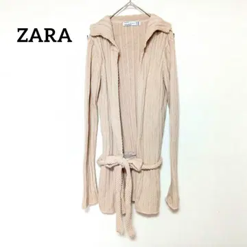 [ 자라 ] ZARA 리브 니트 롱 가디건(M) 벨티드 숄카라