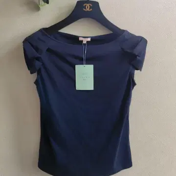 미사용 TOCCA 토카 티셔츠 리본 포함 티셔츠 네이비